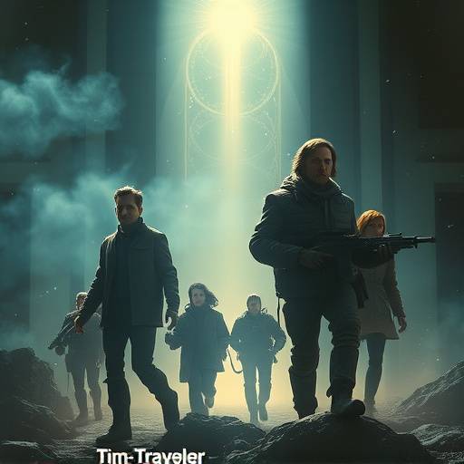 Affiche de 'Les Voyageurs Temporels', une série de science-fiction ou un groupe d'individus ont le pouvoir de voyager dans le temps.