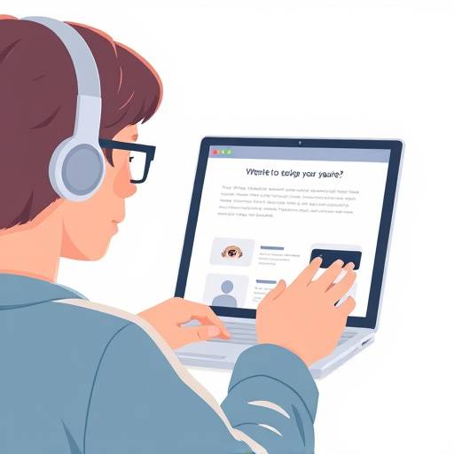Illustration d'une personne utilisant un lecteur d'écran pour naviguer sur un site web, mettant en avant l'importance de l'accessibilité numérique.
